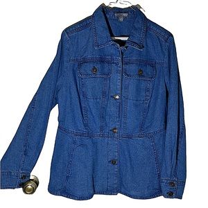 Jessica London Jean Jacket Peplum Style Blue 14W